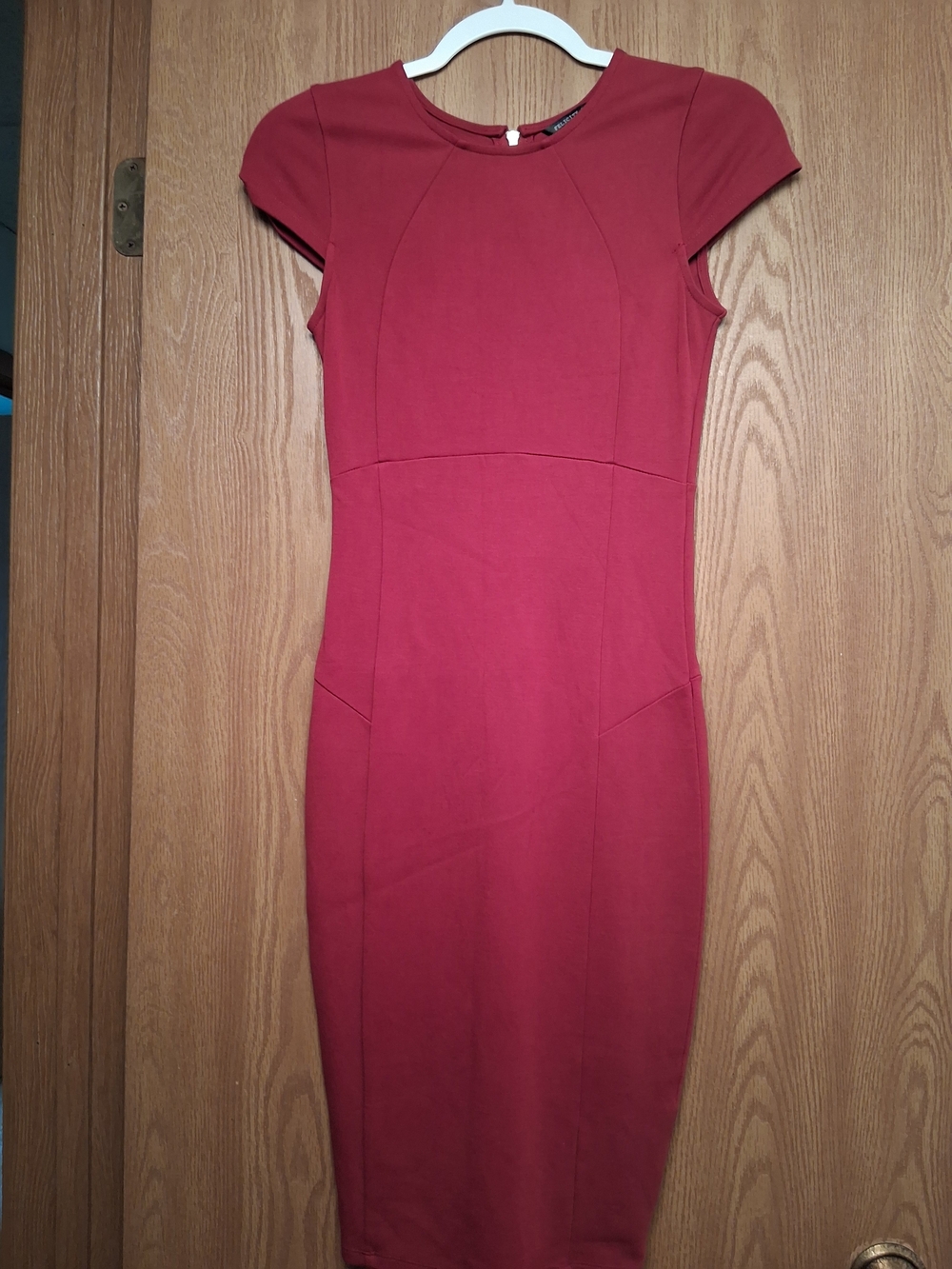 Felicity & Coco Cap Sleeve Midi Sheath Dress in Berry Red